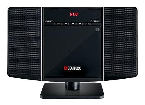 Beatfoxx MCD-60 Vertikal Stereoanlage (CD/MP3-Player, USB, Bluetooth, Aux In, Stand- oder Wandmontage, inkl. Fernbedienung) Schwarz von Beatfoxx