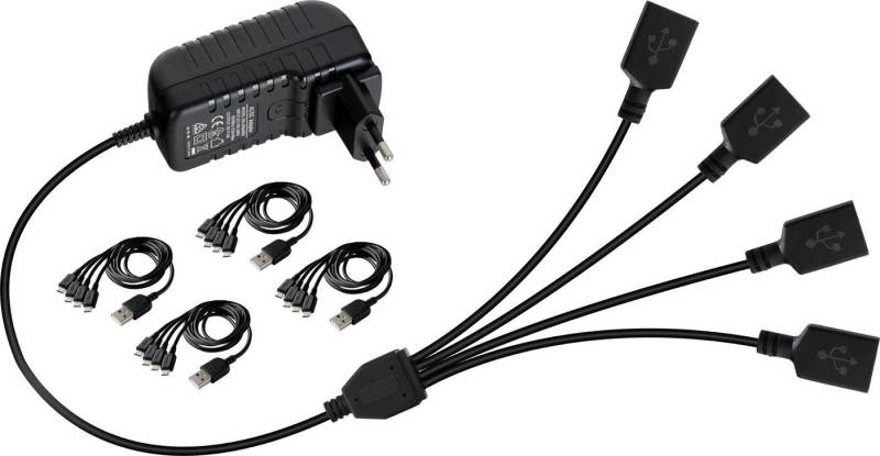 Beatfoxx SDC-1640 USB-C Ladegerät für Silent Disco V2 Kopfhörer USB-Ladegerät (bis zu 16 Kopfhörer gleichzeitig laden, 8-tlg., inkl. 4 Verteilerkabel, 3 Reiseadapter und Netzteil, USB-Verbindung zum Laden über PC und Laptop) von Beatfoxx