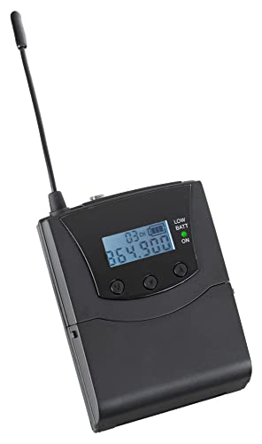 Beatfoxx Silent Guide V2 SDT-BP30 Bodypack-Sender - UHF Stereo-Transmitter - 3 Kanäle - 50 m Reichweite - Mikrofon- und Aux-Eingang - 2X AA-Batterie/Akku benötigt - Gürtelclip aus Metall - Schwarz von Beatfoxx