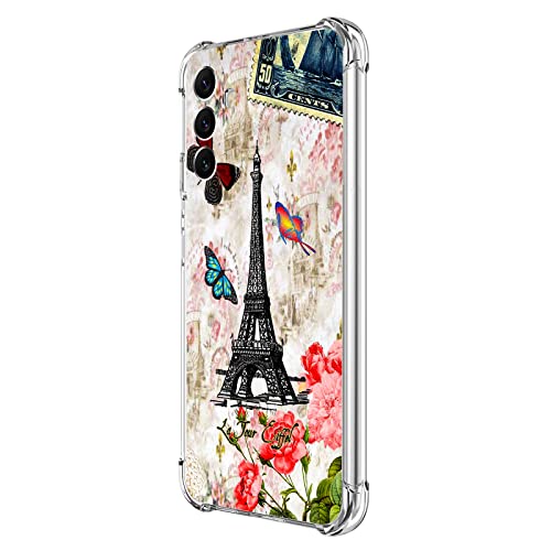 Beaucov Galaxy A54 5G Hülle, Paris Tower Schmetterling Fallschutz Stoßfeste Hülle TPU Ganzkörper Schutzhülle Kratzfest Cover für Samsung Galaxy A54 5G von Beaucov