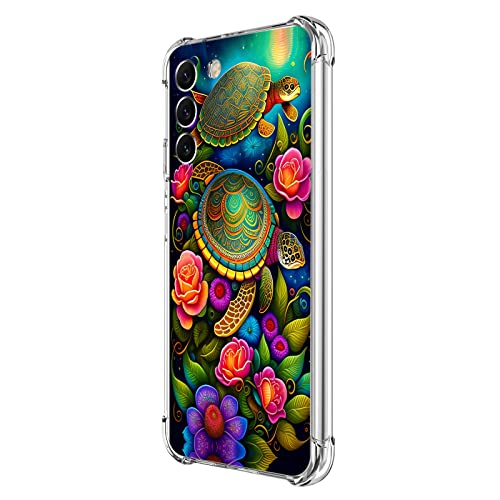 Beaucov Galaxy S23 Hülle, bunte Mandala-Schildkröte, Blumen-Tropfenschutz, stoßfest, TPU, Ganzkörper-Schutzhülle, kratzfest, für Samsung Galaxy S23 von Beaucov