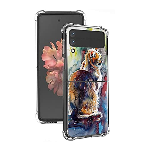 Beaucov Galaxy Z Flip 4 Hülle, niedliche Katze Malerei Fallschutz Stoßfeste Hülle TPU Ganzkörper Schutzhülle Kratzfest Cover für Samsung Galaxy Z Flip 4 5G von Beaucov