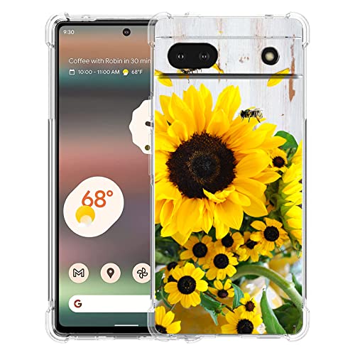 Beaucov Pixel 6a Hülle, Sonnenblumen-Bienen-Tropfenschutz, stoßfest, TPU, Ganzkörper-Schutzhülle, kratzfest, für Google Pixel 6a von Beaucov