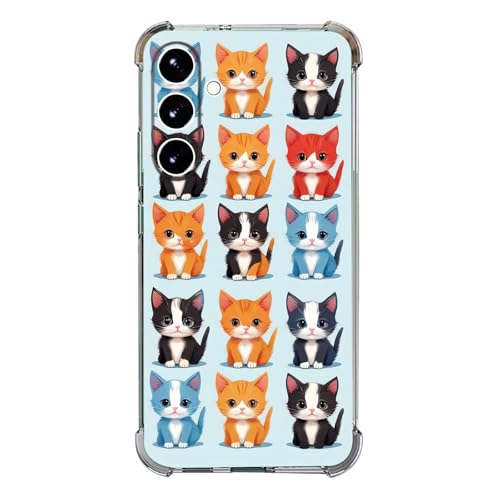 Beaucov Schutzhülle für Galaxy A36 5G, niedliche Kätzchen, Katzen, Fallschutz, stoßfest, TPU, Ganzkörperschutz, kratzfest, Hellblau von Beaucov