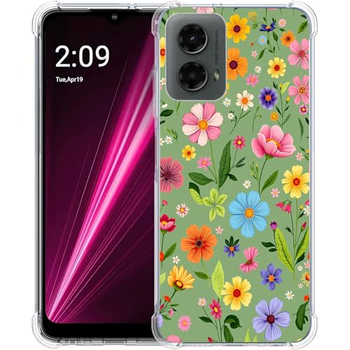 Beaucov Schutzhülle für Moto G 5G 2024, schöne Blumen, Grün, Fallschutz, stoßfest, TPU, Ganzkörperschutz, kratzfest, für Motorola Moto G 5G 2024 von Beaucov
