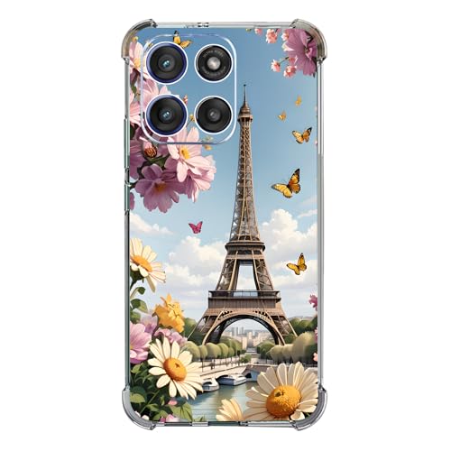 Beaucov Schutzhülle für Moto G Stylus 2025, Motiv: Eiffelturm, Schmetterling, Blumen, Fallschutz, stoßfest, TPU, Rundumschutz, kratzfest, für Motorola Moto G Stylus 2025 von Beaucov