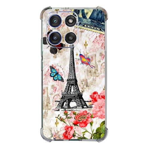 Beaucov Schutzhülle für Moto G Stylus 2025, Motiv: Paris Tower, Schmetterling, Fallschutz, stoßfest, TPU, Rundumschutz, kratzfest, für Motorola Moto G Stylus 2025 von Beaucov