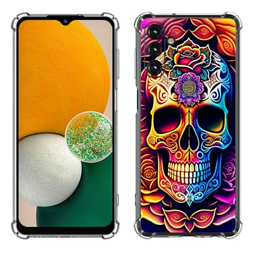 Beaucov Schutzhülle für Samsung Galaxy A15 5G, buntes Mandala, Totenkopf, Blumen, Fallschutz, stoßfest, TPU, Ganzkörperschutz, kratzfest, für Samsung Galaxy A15 5G von Beaucov