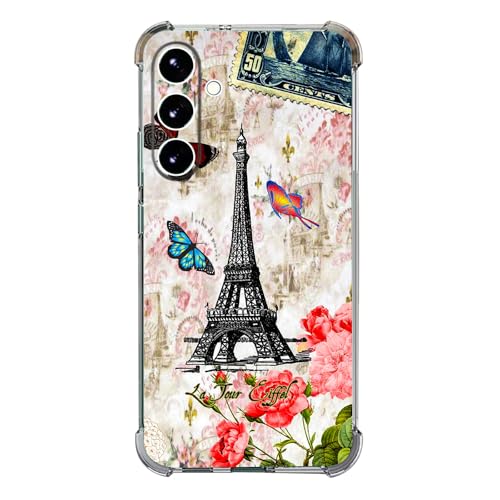Beaucov Schutzhülle für Samsung Galaxy A16 5G, Motiv: Paris Turm, Schmetterling, Fallschutz, stoßfest, TPU, Rundumschutz, kratzfest, für Samsung Galaxy A16 5G von Beaucov