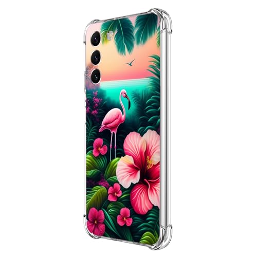Beaucov Schutzhülle für Samsung Galaxy S24 Plus, Motiv: rosa Flamingo-Blumen, Vogeltropfenschutz, stoßfest, TPU, Ganzkörperschutz, kratzfeste Schutzhülle für Samsung Galaxy S24 Plus von Beaucov