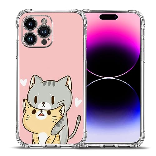 Beaucov Schutzhülle für iPhone 15 Pro, grüne Katze, gelbe Katze, Fallschutz, stoßfest, TPU, Ganzkörper-Schutzhülle, kratzfeste Abdeckung für iPhone 15 Pro von Beaucov