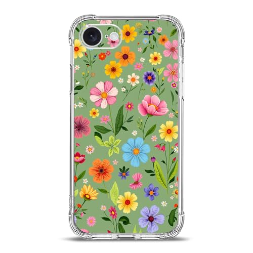 Beaucov Schutzhülle für iPhone 16e, schöne Blumen, Grün, Fallschutz, stoßfest, TPU, Ganzkörperschutz, kratzfest, für iPhone 16e von Beaucov