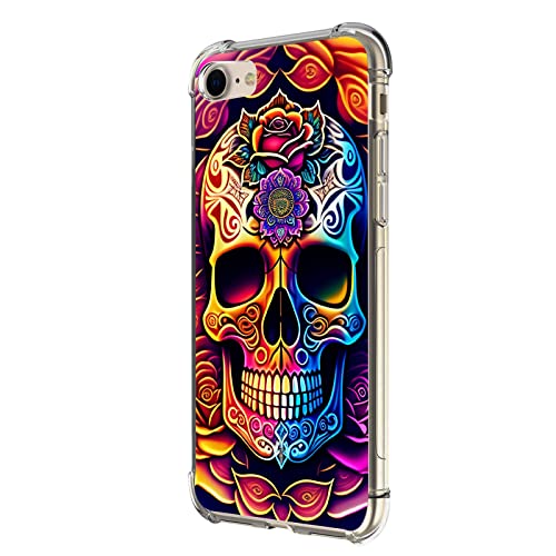 Beaucov Schutzhülle für iPhone SE 3. Generation 2022, buntes Mandala, Totenkopf, Blumen, Fallschutz, stoßfest, TPU, Ganzkörperschutz, kratzfest, für iPhone SE 2020, 7, 8 Beaucov Schutzhülle für iPhone SE 3. Generation 2022, buntes Mandala, Totenkopf, Blumen, Fallschutz, stoßfest, TPU, Ganzkörperschutz, kratzfest, für iPhone SE 2020, 7, 8 von Beaucov