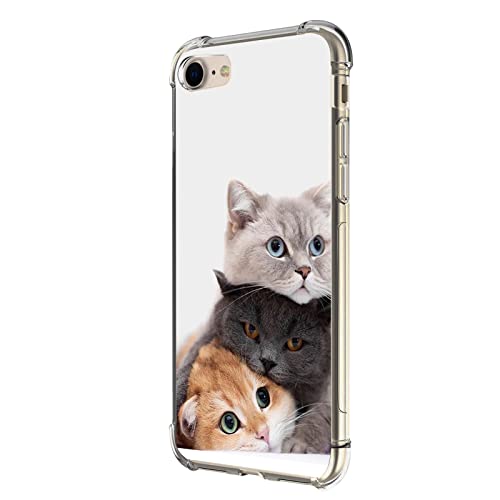 Beaucov Schutzhülle für iPhone SE 3. Generation 2022, niedliche Katze, Fallschutz, stoßfest, TPU, Ganzkörperschutz, kratzfest, für iPhone SE 3. Generation 2022, SE 2020, iPhone 7 8, Braun von Beaucov