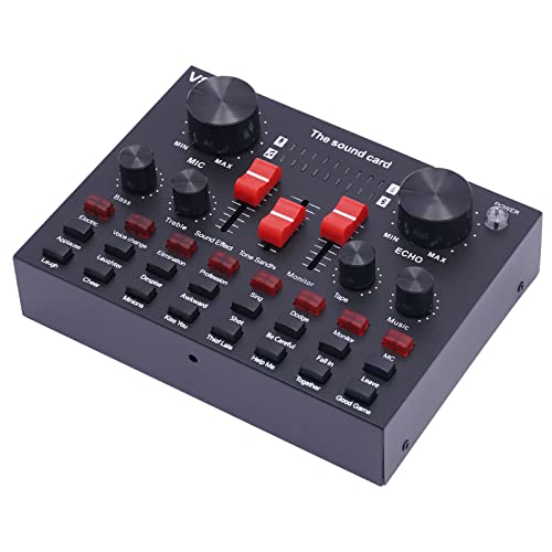 Audio Mixer, V8s Live-Soundkarte mit 16 Soundeffekte, Vielseitig Mischpult Kit, Bluetooth Konnektivität und 9 Schnittstellen, für Aufnahme, Radio, Studio und andere Szenarien Audio Mixer, V8s Live-Soundkarte mit 16 Soundeffekte, Vielseitig Mischpult Kit, Bluetooth Konnektivität und 9 Schnittstellen, für Aufnahme, Radio, Studio und andere Szenarien von Beaudreaul
