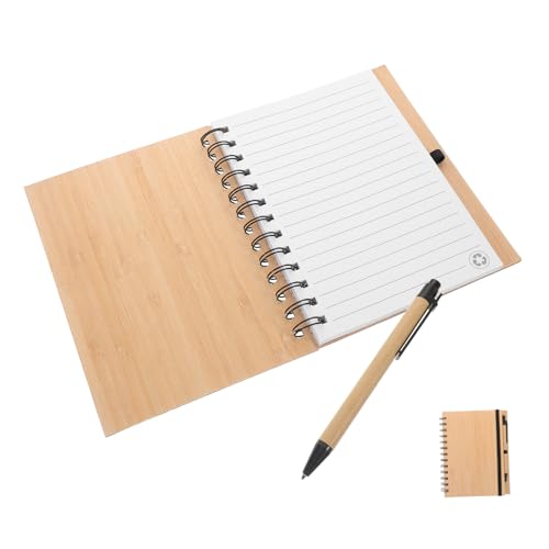Beaupretty 1 Satz Notizbuch Aus Bambusleder Büro-notizblöcke Spiralförmiges Notizbuch Notizbücher Besprechungsnotizbuch Für Die Arbeit Arbeitshefte Rostfreier Stahl Beige von Beaupretty