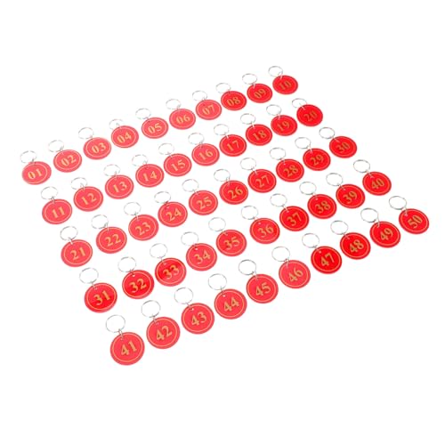 Beaupretty 50 Stück Bade- Und Sauna-nummernschild Nummerierte Reparaturschilder Stangennummernschild Hang -tags Schlüsselanhänger Runde Schlüssel-id-tags Id-label-tags Acryl Rot von Beaupretty