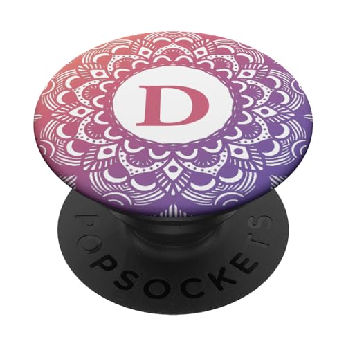 Monogramm Buchstabe D elegant Mandala rosa PopSockets mit austauschbarem PopGrip von Beautiful Alphabet Gift Ideas