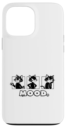 Ausdrucksstarke schwarze Katze Charakter und Textstimmung in Comic-Panels Hülle für iPhone 13 Pro Max von Beautiful World