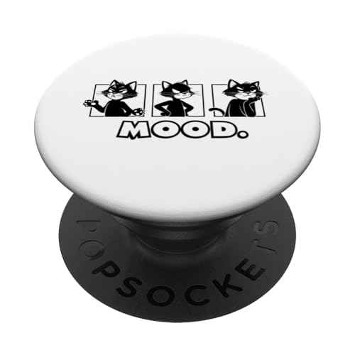 Ausdrucksstarke schwarze Katze Charakter und Textstimmung in Comic-Panels PopSockets Klebender PopGrip von Beautiful World