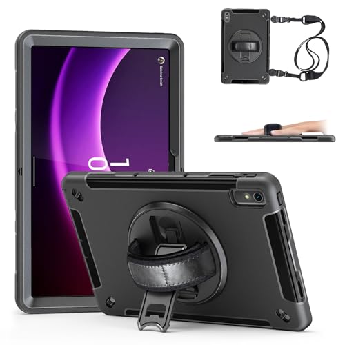 Bebiger Schutzhülle für Lenovo Tab P11 2nd Gen Case 2023 (TB350FU/TB350XU) 29,8 cm (11,5 Zoll), stoßfeste, robuste Hartschale mit integriertem Displayschutz/Ständer/Handschlaufe/Schultergurt, Schwarz von Bebiger