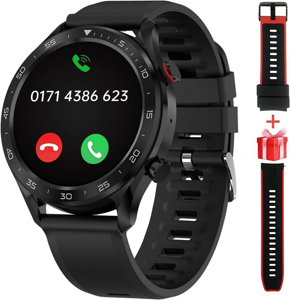 Bebinca Smartwatch (1,3 Zoll, Andriod iOS), Herren uhr Anruf, Herzfrequenz 512MB, 5ATM 20 Tage Standby Fitnessuhr von Bebinca