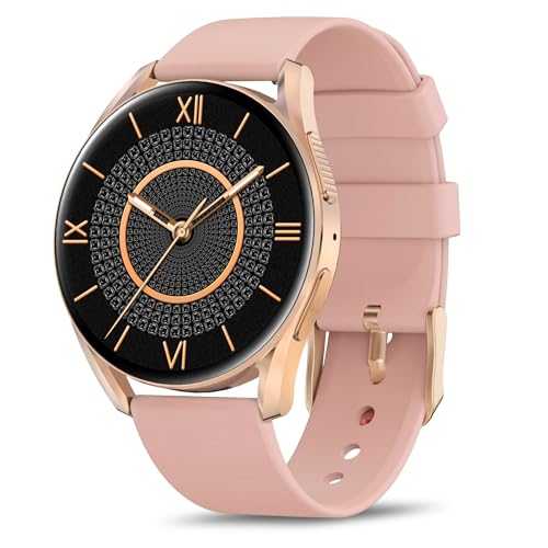 Bebinca Smartwatch Damen Runden mit Telefonfunktion, 1,27“ Fitness-Tracker, IP68 Wasserdicht/Herzfrequenz/Schlaf-Tracker/123 Sportmodi für Android iOS(Roségold) von Bebinca