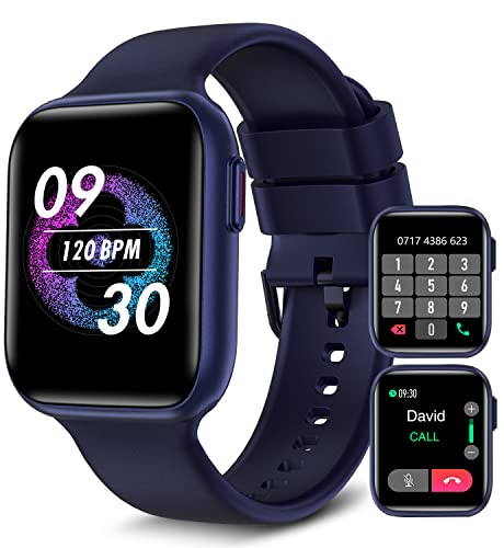 Bebinca Smartwatch Herren mit telefonfunktion 1,7” HD-Touchscreen mit Mikrofon Fitness-Tracker/Herzfrequenz/SpO2 IP68 Wasserdichter GPS via Smartphone Android/IOS(Blue) von Bebinca