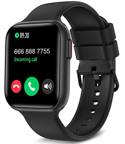 Bebinca Smartwatch anrufe annehmen 1,7” HD-Display mit Mikrofon Lautsprecher, Sprachassistent 28 Sportmodi/Herzfrequenz/SpO2 IP68 Wasserdichter Leistungsstarker 260mAh Akku（Black） von Bebinca