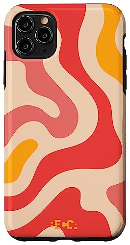 Hülle für iPhone 11 Pro Max Retro Liquid Swirl Groovy Abstraktes Muster Wave Red Phone von Becca Phone Case
