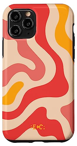 Hülle für iPhone 11 Pro Retro Liquid Swirl Groovy Abstraktes Muster Wave Red Phone von Becca Phone Case
