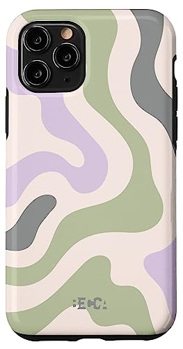 Hülle für iPhone 11 Pro Salbeigrün Retro Liquid Swirl Abstraktes Muster Lila Telefon von Becca Phone Case