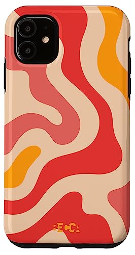 Hülle für iPhone 11 Retro Liquid Swirl Groovy Abstraktes Muster Wave Red Phone von Becca Phone Case