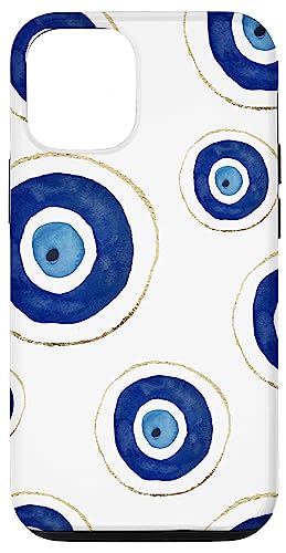 Hülle für iPhone 12/12 Pro Evil Eye Handyhülle Amulett Cover Muster Good Vibes Weiß von Becca Phone Case