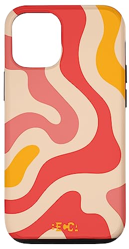 Hülle für iPhone 12/12 Pro Retro Liquid Swirl Groovy Abstraktes Muster Wave Red Phone von Becca Phone Case