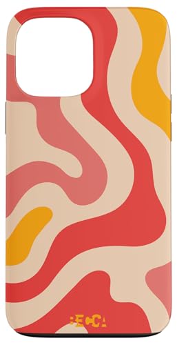 Hülle für iPhone 13 Pro Max Retro Liquid Swirl Groovy Abstraktes Muster Wave Red Phone von Becca Phone Case