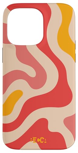 Hülle für iPhone 14 Pro Max Retro Liquid Swirl Groovy Abstraktes Muster Wave Red Phone von Becca Phone Case