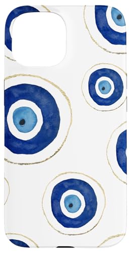 Hülle für iPhone 15 Evil Eye Handyhülle Amulett Cover Muster Good Vibes Weiß von Becca Phone Case