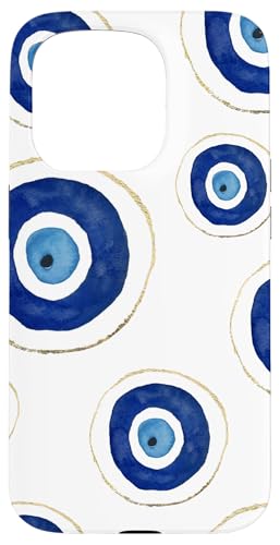 Hülle für iPhone 15 Pro Evil Eye Handyhülle Amulett Cover Muster Good Vibes Weiß von Becca Phone Case