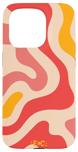 Hülle für iPhone 15 Pro Retro Liquid Swirl Groovy Abstraktes Muster Wave Red Phone von Becca Phone Case