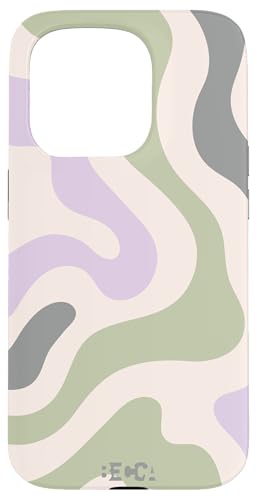 Hülle für iPhone 15 Pro Salbeigrün Retro Liquid Swirl Abstraktes Muster Lila Telefon von Becca Phone Case