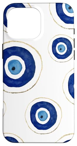Hülle für iPhone 16 Pro Max Evil Eye Handyhülle Amulett Cover Muster Good Vibes Weiß von Becca Phone Case