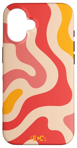Hülle für iPhone 16 Retro Liquid Swirl Groovy Abstraktes Muster Wave Red Phone von Becca Phone Case