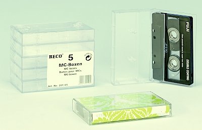 5 MC Hüllen für Kassetten / Leerhüllen für Musikkassetten transparent von Beco Baby Carrier