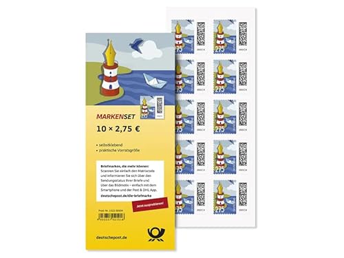 Markenset 10 x 2,75 Leuchtfederstift 2,75 Euro Briefmarken selbstklebend Markenset 10er Frankaturware stamp set 10er Deutsche Post + Becopa® Schutz von Becopa