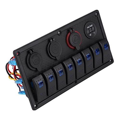 12V 24V 8 Gang Wippschalter Auto Boot Wasserdicht LED Wippschalter Steuerfeld Dual USB Voltmeter Zigarettenanz¨¹nder von Bediffer