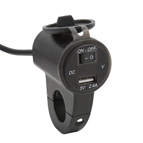 Motorrad-USB-Ladegerät, Unabhängiger Schalter 12 V Schnellladung, Digitalanzeige Spannung Wasserdicht 2,4 A für Tablets GPS, Autohalterungen und Ladegeräte von Bediffer