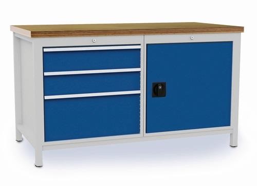 Bedrunka+hirth Werkbank signalblau lichtgrau B1500xH859xT750mm Buche von Bedrunka+hirth