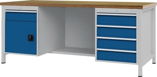 Bedrunka+hirth Werkbank signalblau lichtgrau B2000xH859xT750mm Buche von Bedrunka+hirth