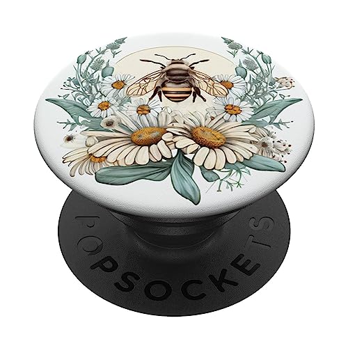 Bee Daisy Flowers Merch Biene Honigbiene Gänseblümchen PopSocket Klebender PopGrip Schwarz Silikon Bee Daisy Flowers Merch Biene Honigbiene Gänseblümchen PopSocket Klebender PopGrip Schwarz Silikon von Bee Daisy Flowers Merch